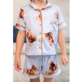 Pijama Americano Curto Infantil New Bear Ursos Listrado