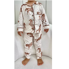 Pijama Infantil Unissex Americano Longo Cavalos