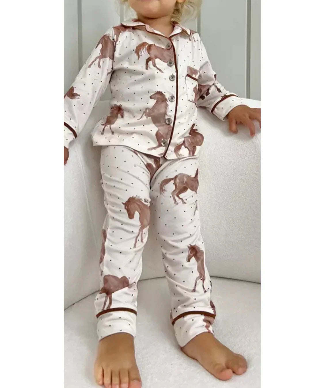 Pijama Infantil Unissex Americano Longo Cavalos