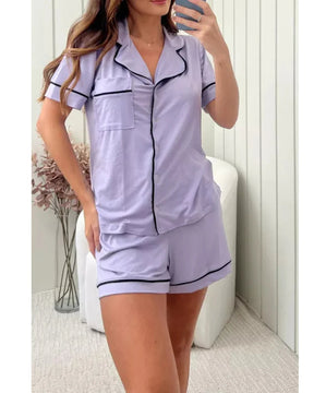 Pijama Feminino Americano Curto Lilás