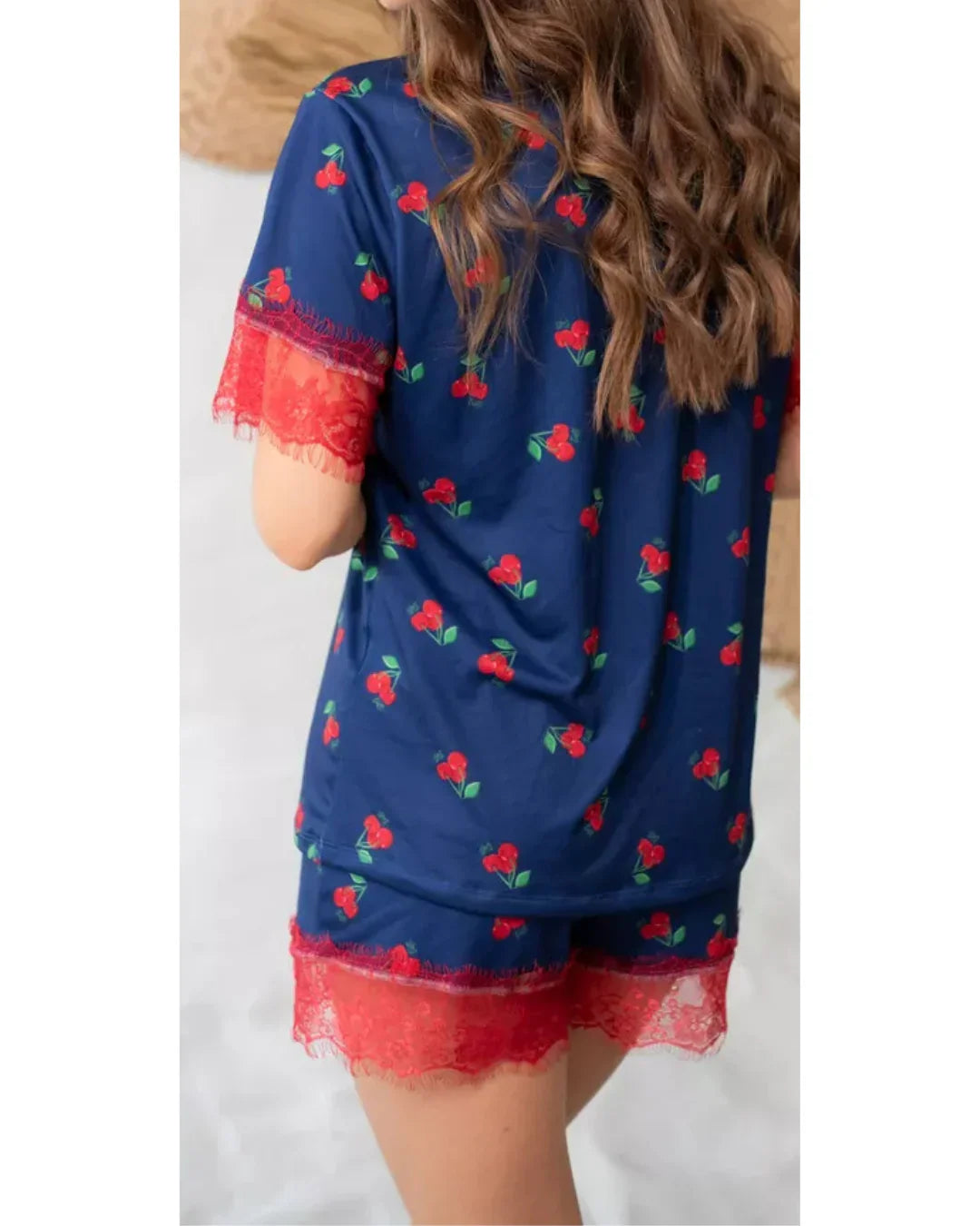 Pijama Feminino Americano Curto Cereja
