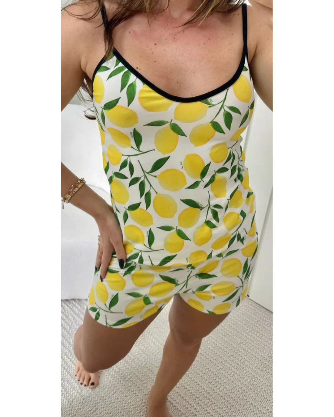 Pijama Feminino Curto Alcinha Limão siciliano
