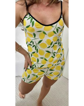 Pijama Feminino Curto Alcinha Limão siciliano