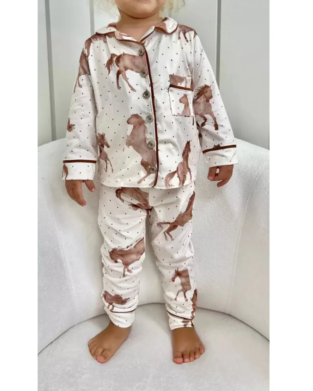 Pijama Infantil Unissex Americano Longo Cavalos
