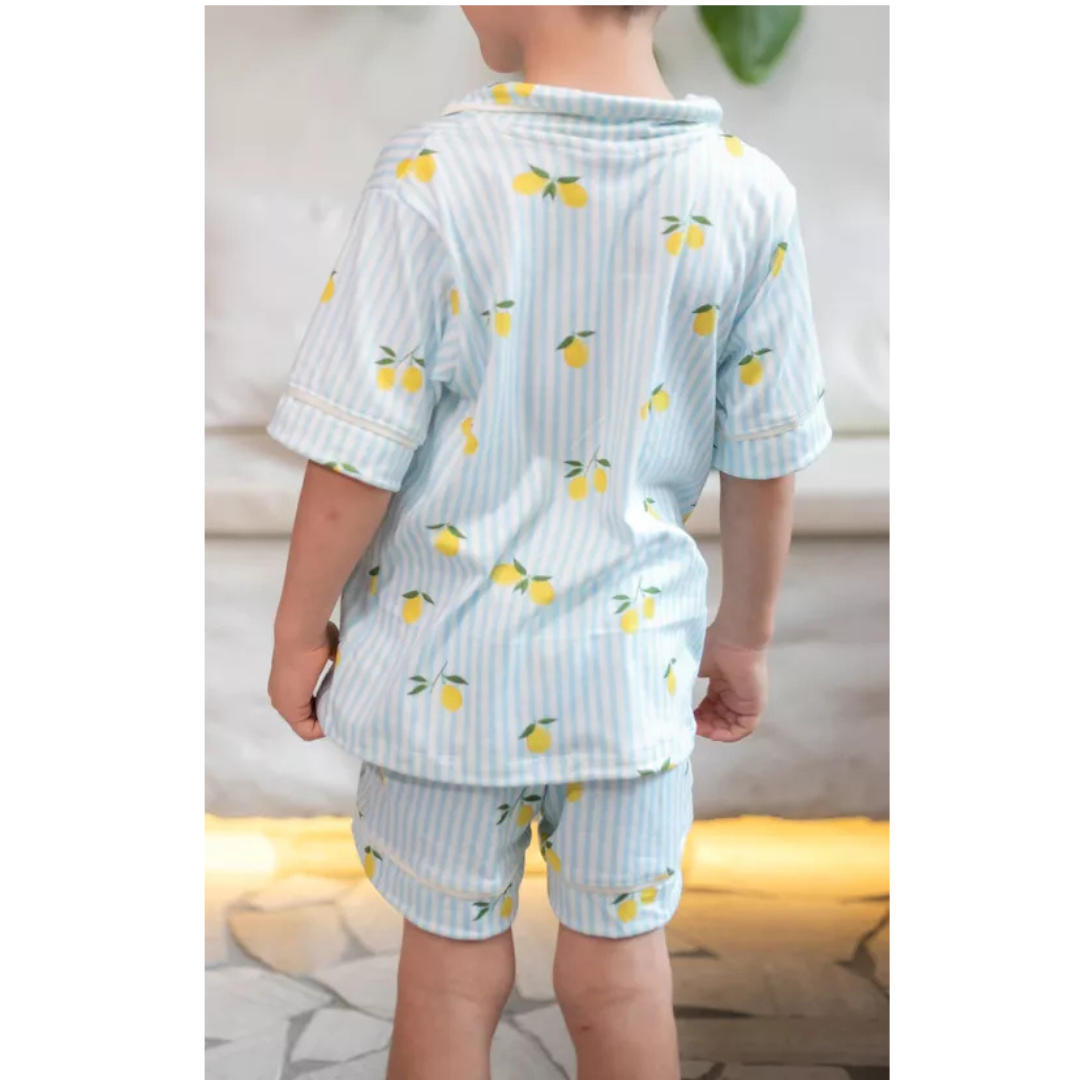 Pijama Americano Curto Infantil Listrado Limão