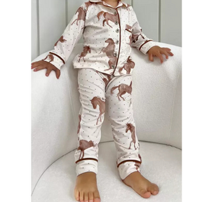 Pijama Infantil Unissex Americano Longo Cavalos