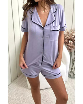 Pijama Feminino Americano Curto Lilás
