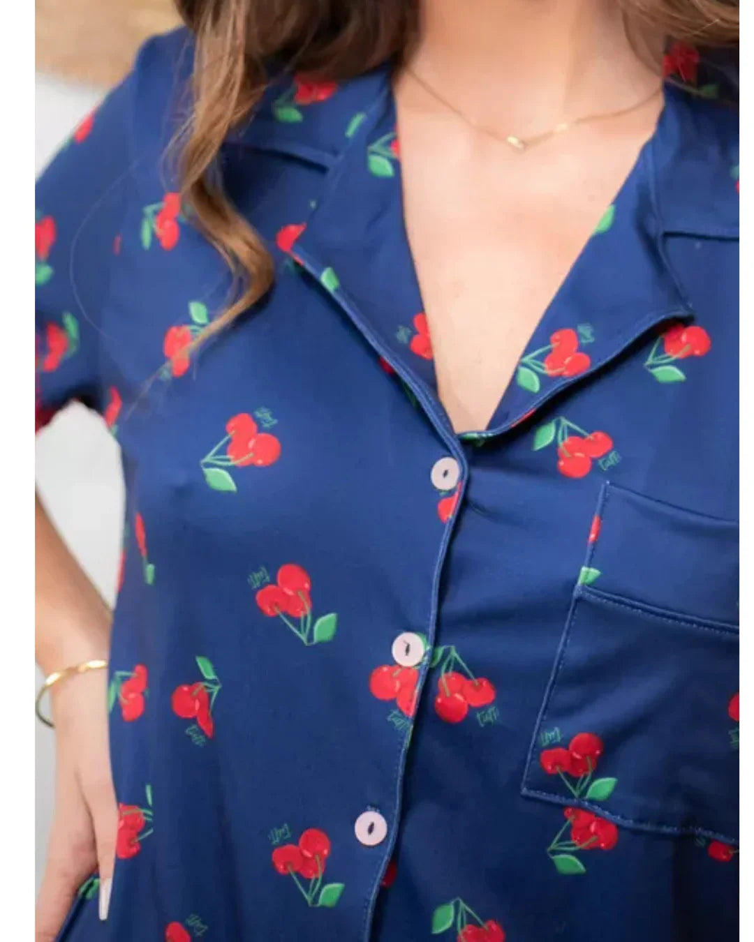 Pijama Feminino Americano Curto Cereja
