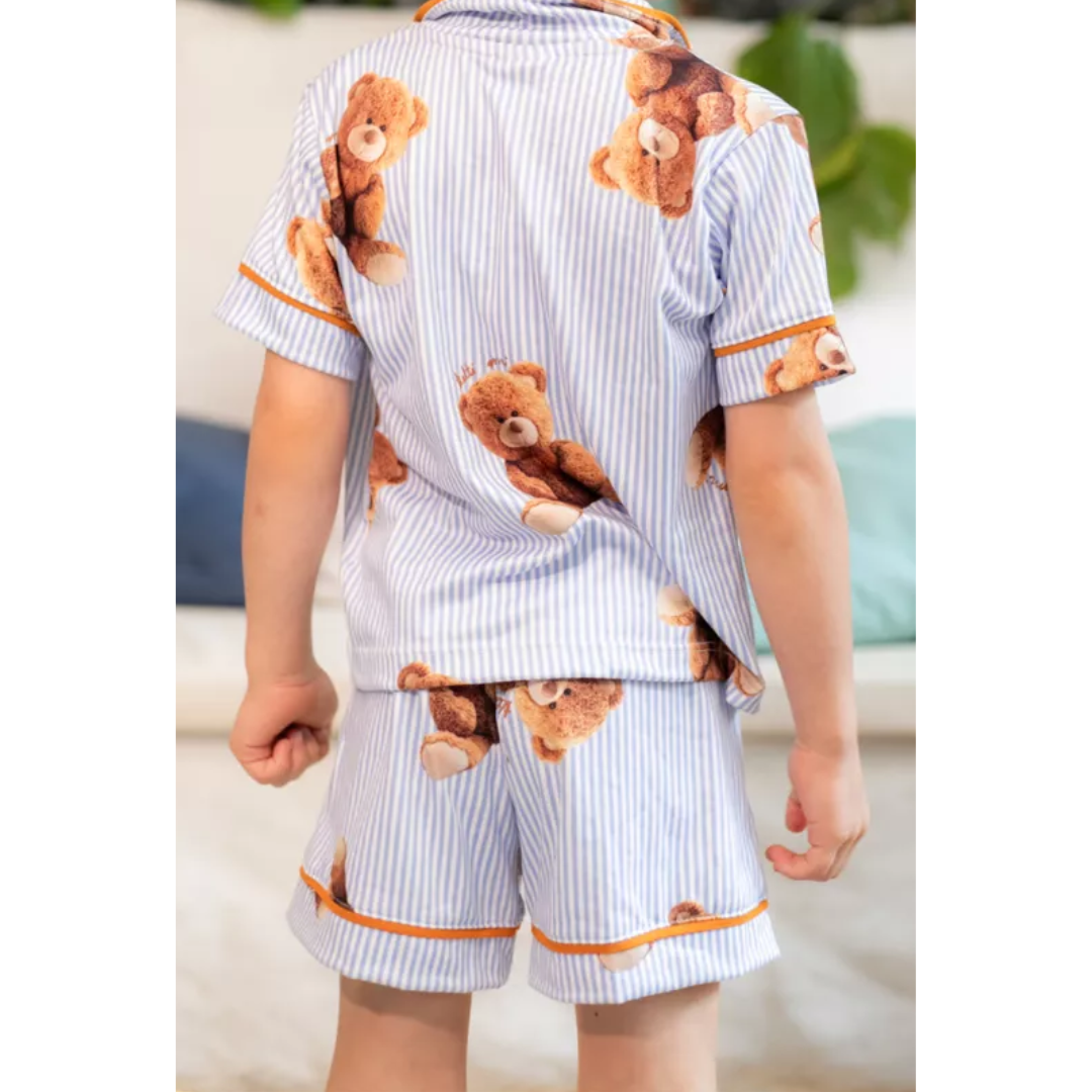 Pijama Americano Curto Infantil New Bear Ursos Listrado
