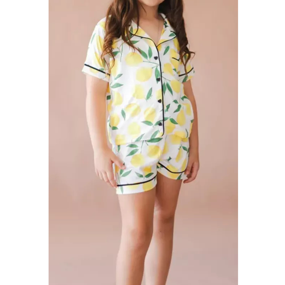 Pijama Infantil Unissex Americano Curto Limão Siciliano