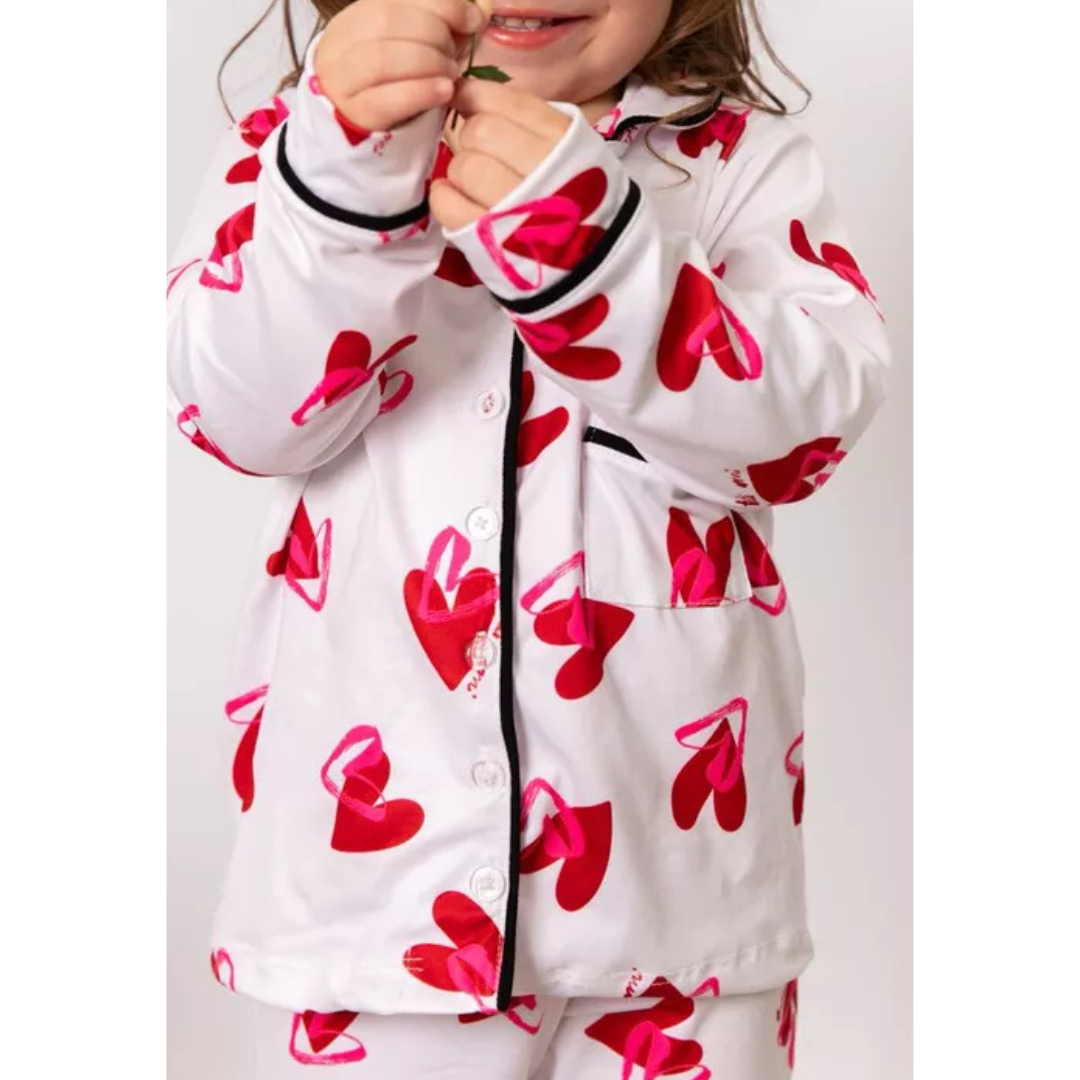 Pijama Infantil Americano Longo Coração Duplo