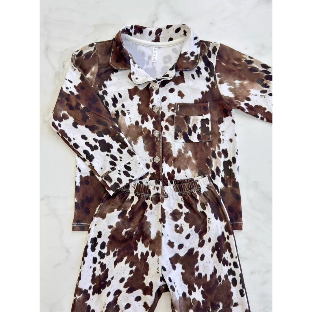 Pijama Infantil Americano Longo Vaca Animal Print